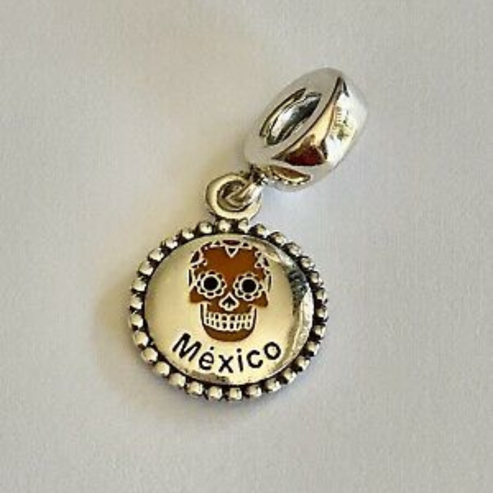 Pandora Day Of The Dead Mexico Skull Dangle Charm